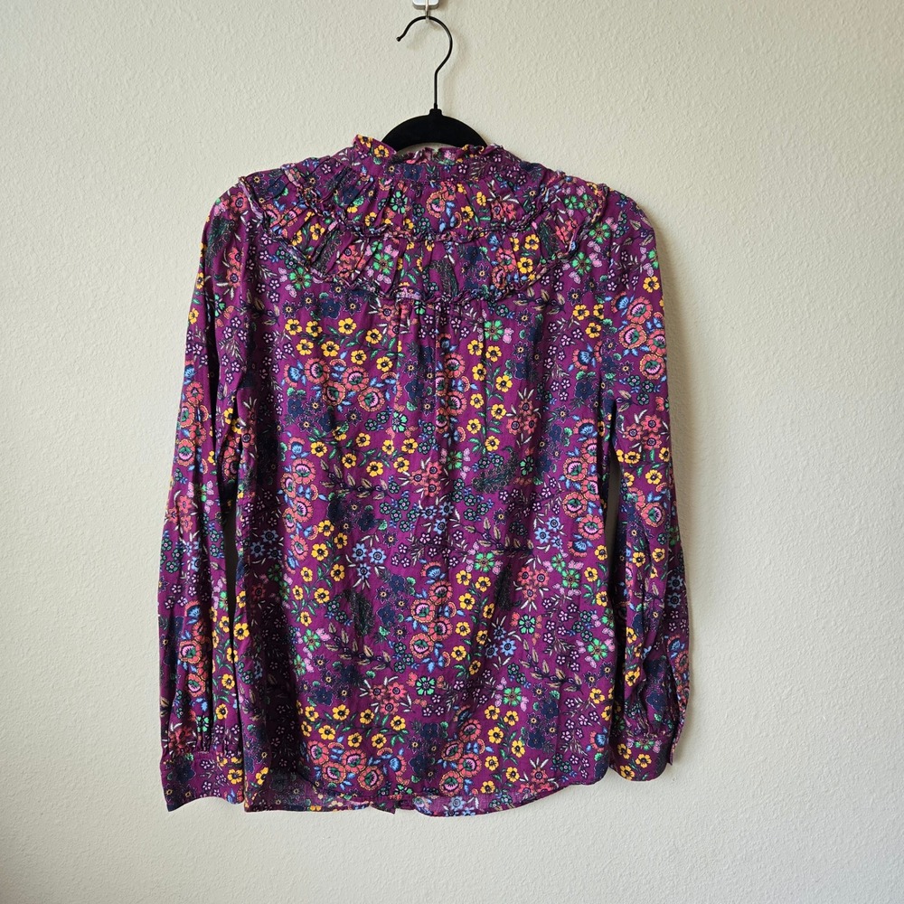 Talbots Womens Purple Floral Ruffle Blouse Top Small, Cottagecore Boho Victorian - Picture 9 of 9